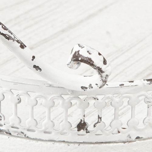 Floristik24 Dekorativ bakke metal hvid hank shabby chic Ø20cm H8cm
