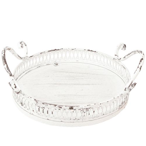 Floristik24 Dekorativ bakke metal hvid hank shabby chic Ø20cm H8cm