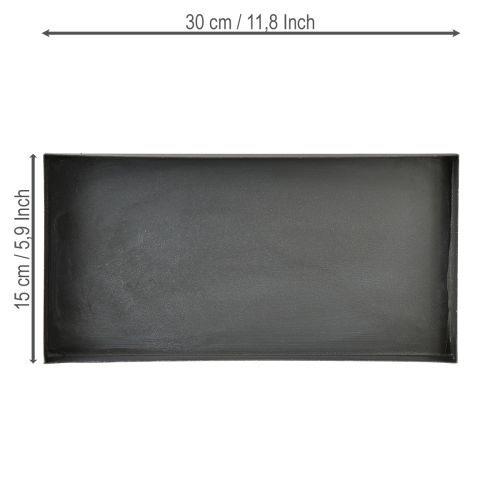 Artikel Dekorativ bakke metalbakke sort gråvasket 30×15 cm
