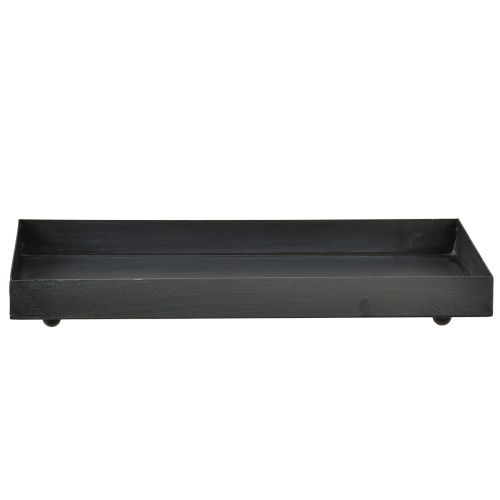 Artikel Dekorativ bakke metalbakke sort gråvasket 30×15 cm