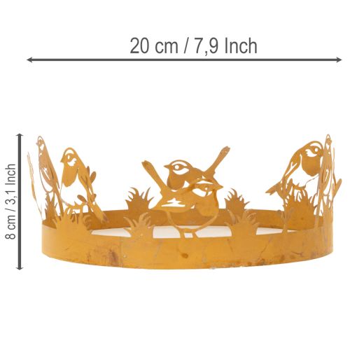 Dekorativ bakke, borddekoration med fugle, forårsdekoration, rustent metal, Ø20 cm H8,5 cm | Floristik24.dk