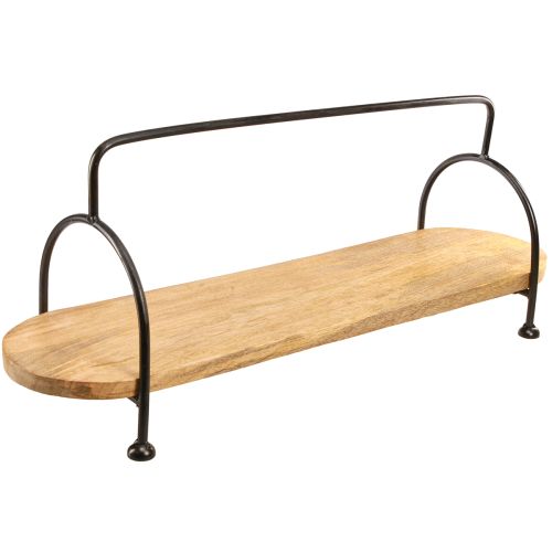 Artikel Dekorativ bakke, aflang oval træbakke med hank 70cm