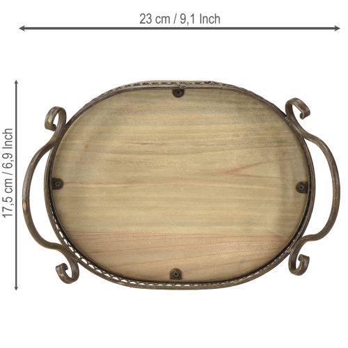Artikel Dekorativ bakke oval 23 cm x 17,5 cm x 7,5 cm brun