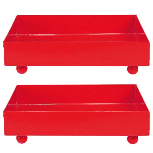 Artikel Dekorativ bakke firkantet rød metalbakke 15×15 cm 2 stk.