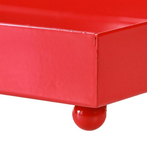 Artikel Dekorativ bakke rektangulær rød metalbakke med fødder 30×15 cm