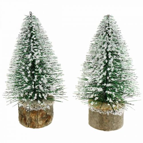 Floristik24 Julepynt, dekorativt juletræ, mini grøn gran med sne H15cm Ø9,5cm 6 stk.