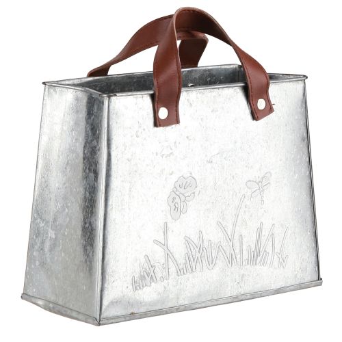 Floristik24 Pyntepose sølv hvid brun metal plantepotte L22cm 2stk