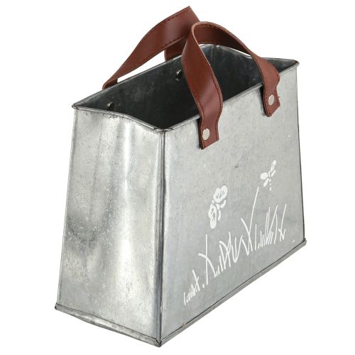 Artikel Pyntepose sølv hvid brun metal plantepotte L22cm 2stk