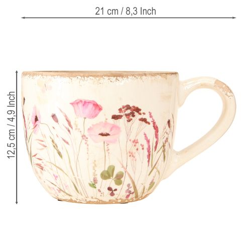 Artikel Dekorativ kop keramisk valmue knitrende creme farvet 15cm×12,5cm