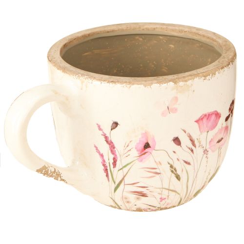 Artikel Dekorativ kop keramisk valmue knitrende creme farvet 15cm×12,5cm