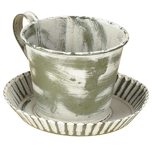 Dekorativ kop metal hvidvasket antik Ø9cm H8cm 2 stk.
