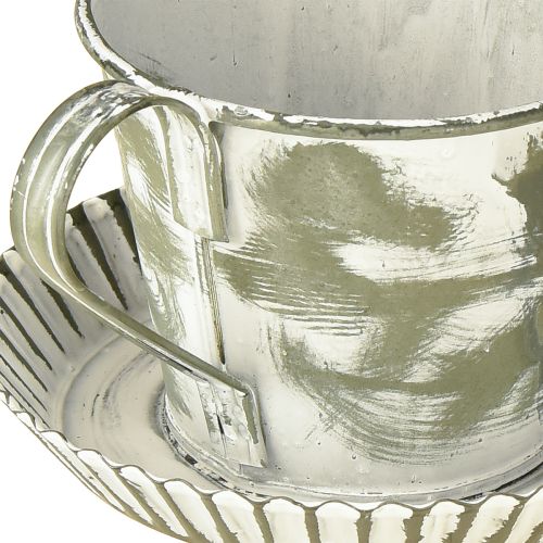 Artikel Dekorativ kop metal hvidvasket antik Ø9cm H8cm 2 stk.