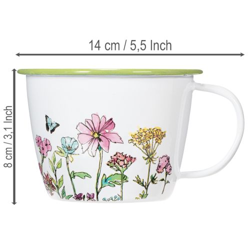 Dekorativ kop, emaljeret urtepotte, Ø11 cm H8 cm | Floristik24.dk