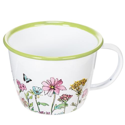 Dekorativ kop, emaljeret urtepotte, Ø11 cm H8 cm | Floristik24.dk