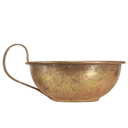 Floristik24 Dekorativ kop med lysestage guld pind lysestage antik Ø17cm