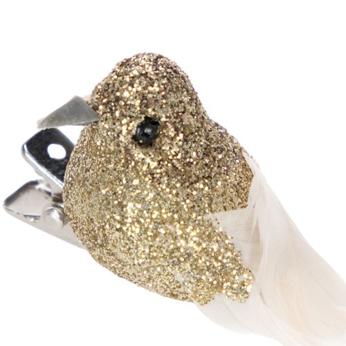 Artikel Dekorativt par duer, dekorative fugle med klips, gyldne, 5 cm, 4 stk.