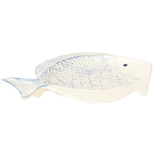 Artikel Dekorativ tallerken fisk keramik borddekoration blå hvid 30×22cm