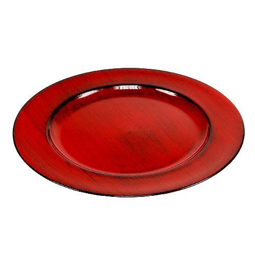 Artikel Dekorativ plade plast Ø28cm rød-sort