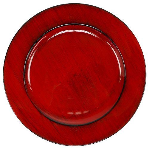 Floristik24 Dekorativ plade plast Ø28cm rød-sort