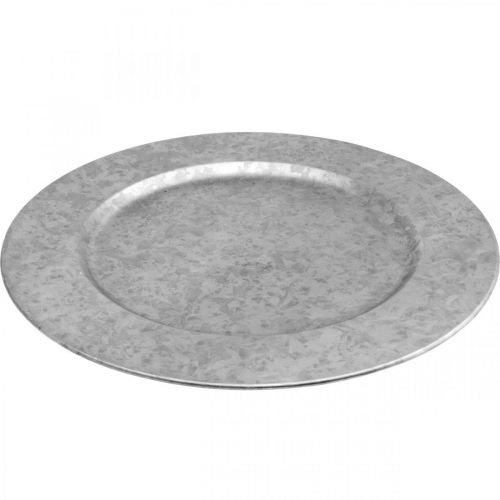 Artikel Deco Platte Metal Platte Vintage Deco Grå Ø33cm