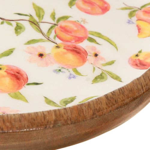 Artikel Dekorativ tallerken med base mango træ fersken motiv Ø26cm H9,5cm