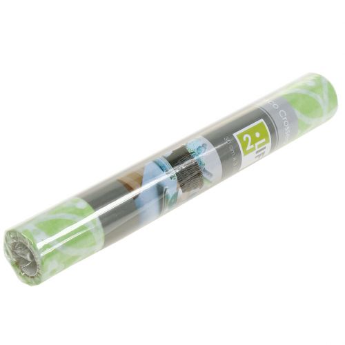 Floristik24 Dekorativt båndbånd med blomster lysegrøn 30 cm x 300 cm