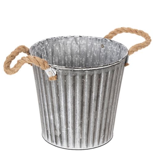 Dekorativ potte til plantning, metalpotte med håndtag, metaldekoration shabby chic Ø21,5 cm | Floristik24.dk