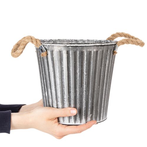 Dekorativ potte til plantning, metalpotte med håndtag, metaldekoration shabby chic Ø21,5 cm | Floristik24.dk