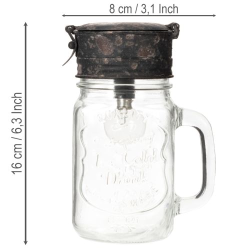 Dekorativt drikkeglas med LED-lampe Ø8cm H16cm | Floristik24.dk