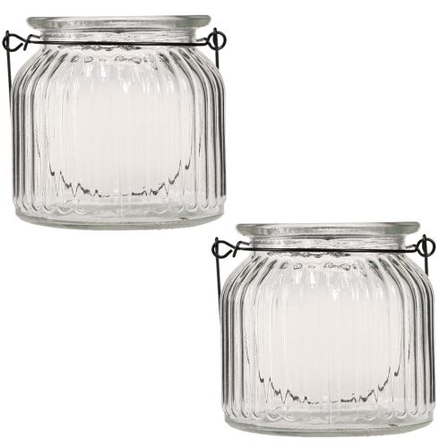 Artikel Dekorativ vase retro glas lanterne håndtag Ø10cm H10cm 2stk