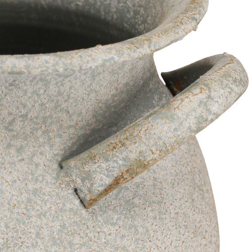 Artikel Dekorativ vase med hanke vintage plantekasse metal grå H13cm