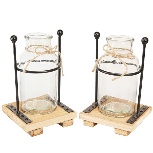 Floristik24 Dekorative vaser flaske vase glas på fod 12×12×20cm 4stk