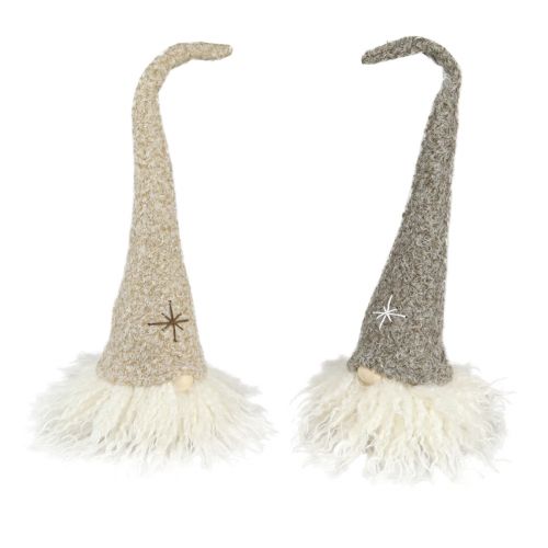 Dekorativ nissehue lavet af filt borddekoration brun beige H28cm 2 stk