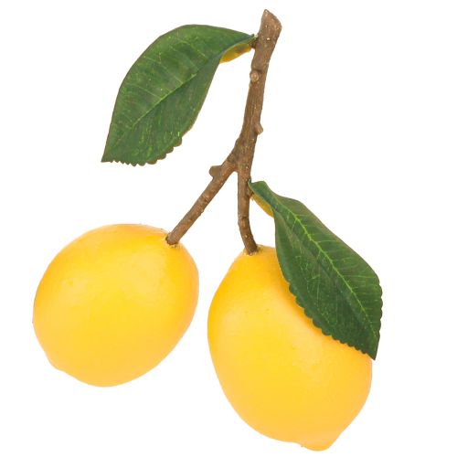 Artikel Dekorative kunstige citroner 2 citroner på en gren 16cm 3stk