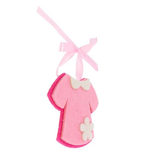 Artikel Fødselsdekoration filt kjole lyserød 7 cm 20stk