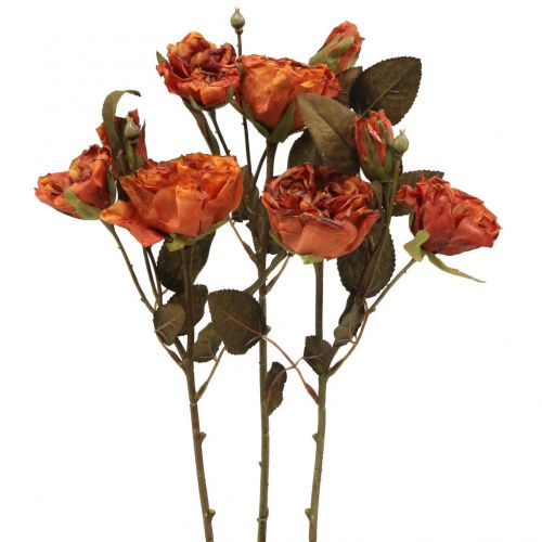 Floristik24 Deco rose buket kunstige blomster rose buket orange 45cm 3stk