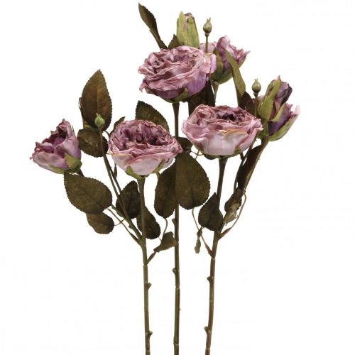 Floristik24 Deco rosenbuket kunstige blomster rosenbuket violet 45cm 3stk