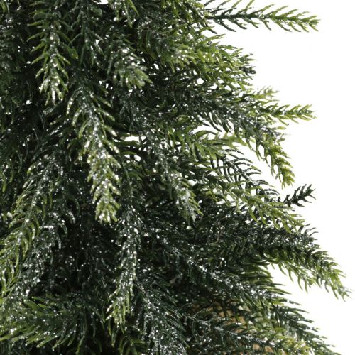 Floristik24 Deco juletræ mini gran jute taske glitter, grøn 26cm
