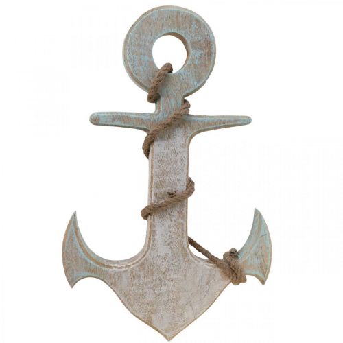 Artikel Anker Deco Træ Maritime Deco Hvid Blå 24,5cmx14,5cm