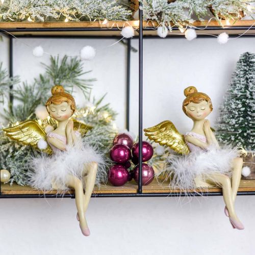 Floristik24 Dekorativ ballerina angel edge sæde Ø11,5 H15cm 2stk