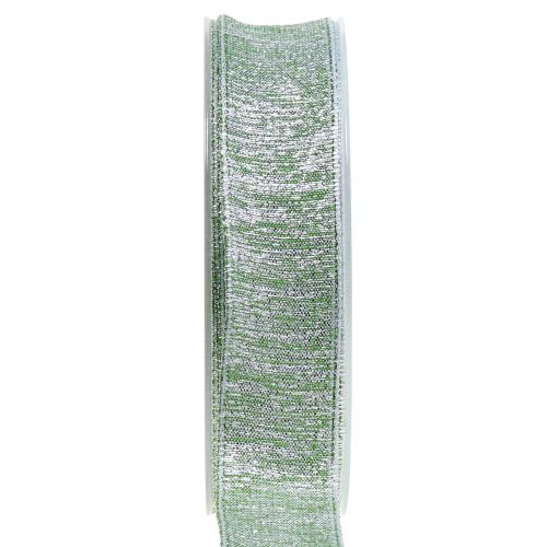 Floristik24 Dekorativt bånd med glimmergrøn 25mm 20m