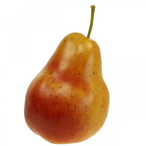 Deco pære gul rød, deco frugt, maddummy 12,5cm