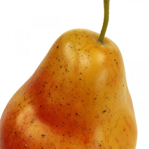 Deco pære gul rød, deco frugt, maddummy 12,5cm