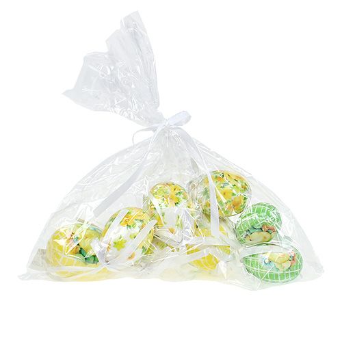 Floristik24 Dekorative æg til at hænge gulgrøn 5-8cm 8stk