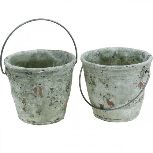 Floristik24 Dekorativ spand, keramik til plantning, haven dekoration, plante spand antik optik Ø13,5cm H12cm 2stk