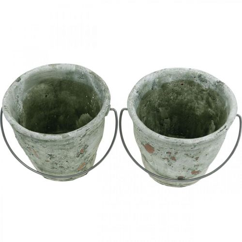 Floristik24 Dekorativ spand, keramik til plantning, haven dekoration, plante spand antik optik Ø13,5cm H12cm 2stk