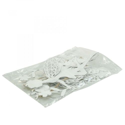 Artikel Dekorativ nisser vinduesdekoration fjeder metal hvid H20cm 4 stk