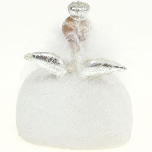 Floristik24 Deco engel hvid, sølv 15,5 cm 2stk