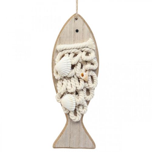 Deco fiskevedhæng træfisk maritim dekoration træ 6,5×19,5cm