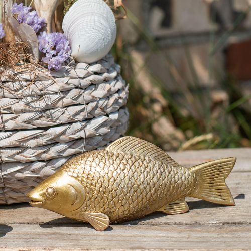 Floristik24 Dekorativ Fisk Guldfarvet Statue til Stand Fisk Skulptur Polyresin Lille L18cm